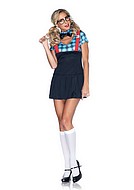 Schoolgirl, costume dress, pleats, short sleeves, collar, scott-checkered pattern